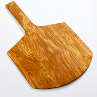 American Metalcraft Olive Wood Rectangular Serving Peel Board with Short Handle, 17 x 16 Inches, 26 Inch Overall Length