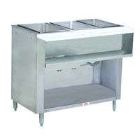 Advance Tabco Triumph (Supreme) 3-Well LP Gas Wet Bath Hot Food Table with Cutting Board and Open Undershelf
