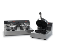 Nemco 7000A-2 Dual Round Countertop Waffle Baker with Digital Programmable Controls