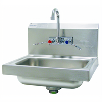 Advance Tabco Wall-Mounted Hand Sink with Splash-Mounted Gooseneck Faucet, 14 x 10 x 5-Inch Bowl