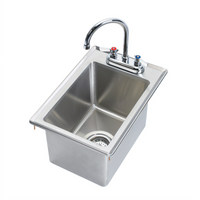 Krowne Drop-In Stainless Steel Hand Sink with 6-Inch Gooseneck Faucet, 12 x 18 x 10 Inches