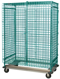 Quantum 48-Inch Wide x 24-Inch Deep x 70-Inch High Mobile Security Cage with Dolly Base, Green Epoxy Finish