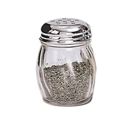 6 oz Clear Glass Cheese Shaker with Perforated Chrome-Plated Top
