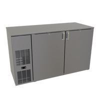 Glastender Pass-Thru Front-Serviced Back Bar Cooler, 60 Inch, Two-Section, 4-Door