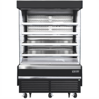 Everest Refrigeration Vertical Open-Air Merchandiser, 60-Inch W x 28.4-Inch D x 78-Inch H, 21.2 Cu. Ft., Black/Stainless, Self-Contained Bottom Mount