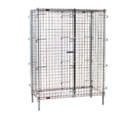 QuadTruss Stationary Knock-Down Wire Security Cage with Dual Padlock-Ready Doors, Stainless Steel Finish, 63-1/4 Inch Wide