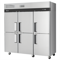 Turbo Air M3 Three-Section Reach-In Refrigerator, 65.6 Cu. Ft., Top-Mount Self-Contained, Six Half Solid Doors