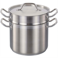 Omcan 12 Quart 3-Piece Stainless Steel Double Boiler with Inset and Cover