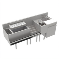 Krowne Royal Series 78-Inch Stainless Steel Underbar Workstation with Ice Bin and Dump Sink
