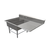 John Boos Pro-Bowl 2-Compartment Platter Sink with Right Drainboard, 14-Gauge Stainless Steel