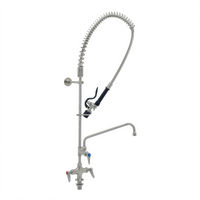 EverSteel Stainless Steel Single-Hole Deck Mount Pre-Rinse Mixing Faucet Unit with Add-On Faucet and 12-Inch Swing Nozzle