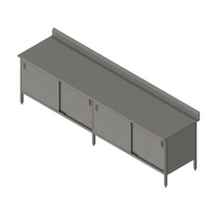 John Boos Enclosed Base Stainless Steel Work Table with Sliding Doors, 120 x 24 Inches, 5-Inch Backsplash