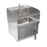 Pro-Bowl Wall-Mount Stainless Steel Hand Sink with Apron, 14 x 10 x 5 Bowl, Knee Valve Faucet Included
