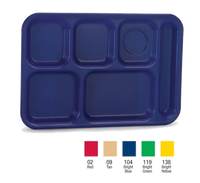 Vollrath Traex Right-Hand School Compartment Tray, 6-Compartment, Polypropylene, Bright Green