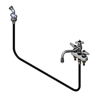 T&S Brass Deck-Mount Workboard Faucet with 8-Inch Swing Nozzle and Hose Spray