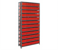 Quantum Heavy Duty Stationary Wire Shelving Unit with 13 Shelves and 48 Storage Bins, 36 x 12 x 75 Inches