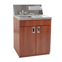 Eagle Group PHS-A-H-LB Portable Self-Contained Hand Sink with Hot & Cold Water, Acrylic Plate, and Biltmore Cherry Laminate Cabinet