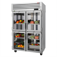 Turbo Air PRO Series Two-Section Reach-In Refrigerator with 4 Glass Half Doors, Top Mount, 47.36 Cu. Ft.