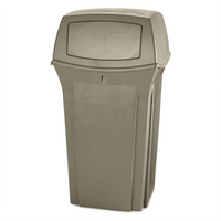 Ranger Classic 35-Gallon Outdoor Trash Can with Permanently Attached Top, Beige