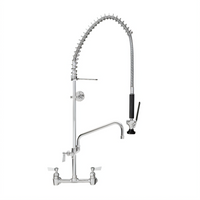 Fisher Spring Pre-Rinse Unit with Add-On Faucet, 12-Inch Swing Spout, 8-Inch Backsplash Mount, Stainless Steel