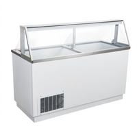 Black Diamond 67-3/4-Inch Ice Cream Dipping Cabinet with Glass Canopy and Dual Glass Lids, 12 Tub Display / 8 Tub Storage