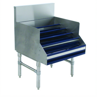 5-Step Freestanding Stainless Steel Liquor Bottle Display Unit with 7-Inch Backsplash