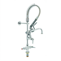 T&S Brass Mini Pre-Rinse Faucet Unit with Spray Valve and 8-Inch Swing Nozzle, Dual Temperature, Single-Hole Deck Mount