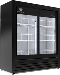 Beverage-Air Marketeer Two-Section Reach-In Sliding Glass Door Refrigerated Merchandiser, 19.5 Cu. Ft., Black