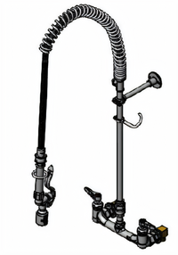 T&S Brass EasyInstall 8-Inch Center Wall-Mount Pre-Rinse Unit with 44-Inch Hose