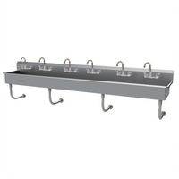 Advance Tabco FS-WM-120-F 120-Inch Wall-Mounted 6-Station Multiwash Hand Sink with Gooseneck Faucets