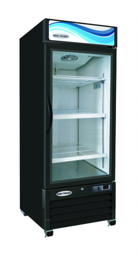 Serv-Ware GR16B-HC One-Door 16 Cu. Ft. Black Glass Door Merchandiser Refrigerator