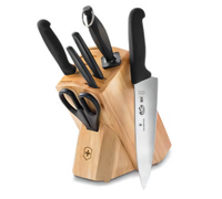 Victorinox 7-Piece Hardwood Knife Block Set with Black Fibrox Handles