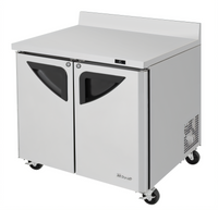 Turbo Air Super Deluxe 36-Inch Two-Section Worktop Refrigerator with Self-Cleaning Condenser, 9.0 Cu. Ft., Stainless Steel, 115V