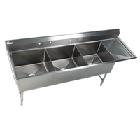 Elite Heavy-Duty Three-Compartment Stainless Steel Sink with Right-Hand Drainboard