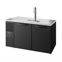 True Premier Bar 60-Inch Two-Section Refrigerated Draft Bar Cooler with Stainless Steel Countertop and Single-Faucet Beer Column