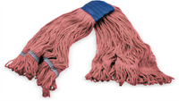 Carlisle X-Large Looped-End Wet Mop Head, Red 4-Ply Cotton/Synthetic Blend, 1-Inch Blue Band