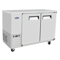 Atosa Shallow Depth Two-Section Back Bar Cooler, 15 Cu. Ft., 2 Solid Doors