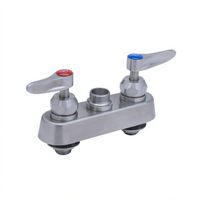 T&S Brass EverSteel 4-Inch Center Deck Mount Workboard Mixing Faucet with Swivel Outlet, Stainless Steel, Less Nozzle