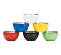Vollrath 1.7 Qt Round Double-Wall Insulated Serving Bowl with Black Exterior and Satin Stainless Steel Interior
