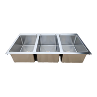 Three-Compartment Drop-In Stainless Steel Sink with 16 x 20 x 12 Inch Compartments