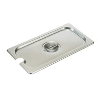 Winco 1/3 Size Slotted Steam Table Pan Cover with Handle, 18/8 Stainless Steel