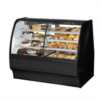 True 59-1/4 Inch Dual Zone Dry/Refrigerated Curved Glass Full-Service Floor Merchandiser, Stainless Steel, Self-Contained R290