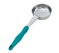 Vollrath Jacob's Pride 6 oz Solid Round Bowl Spoodle Portion Control Serving Spoon with Teal Handle