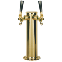 Micro Matic D4743DT-PVD Air-Cooled 3-Inch Single Column 2-Faucet Draft Beer Tower with PVD Brass Finish