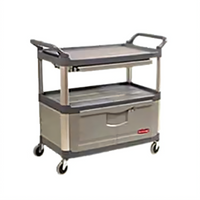 Rubbermaid Commercial Xtra Instrument Cart with Lockable Doors, Sliding Drawers, 2 Shelves, Gray