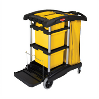 Hygen Microfiber Cleaning Cart with 7.25 Cu. Ft. Storage, Black