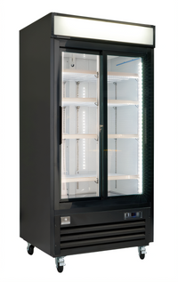 Kelvinator Commercial 39.5-Inch Two-Section Reach-In Glass Door Refrigerated Merchandiser, Bottom-Mount, 36 Cu. Ft., Sliding Doors