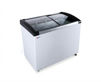 Omcan 6.7 Cu. Ft. Ice Cream Display Chest Freezer with Curved Sliding Glass Doors