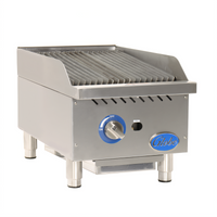 Globe 15-Inch Gas Countertop Char Rock Charbroiler, Natural Gas/LP Convertible