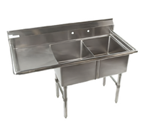 Klinger's Trading Economy 2-Compartment Stainless Steel Sink with Left Drainboard, 52.5 x 25.5 x 41 Inches